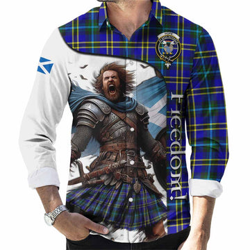 Hope Crest Tartan Long Sleeve Button Shirt Inspired by the Freedom of Scottish Warrior