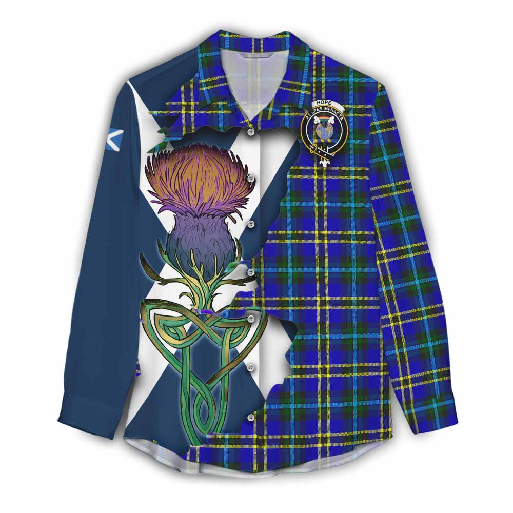 Hope Tartan Family Crest Women's Casual Shirt Scottish Thistle Celtic Inspired Female - Tartan Vibes Clothing