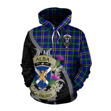 Hope Tartan Family Crest Cotton Hoodie Lion Rampant Royal Thistle Shield Celtic Inspired Pullover Hoodie XS - Tartan Vibes Clothing