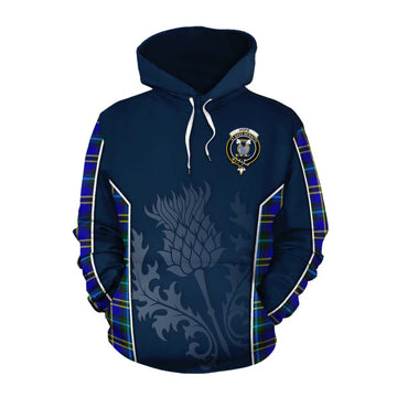 Hope Tartan Cotton Hoodie with Family Crest and Scottish Thistle Vibes Sport Style Pullover Hoodie XS - Tartan Vibes Clothing