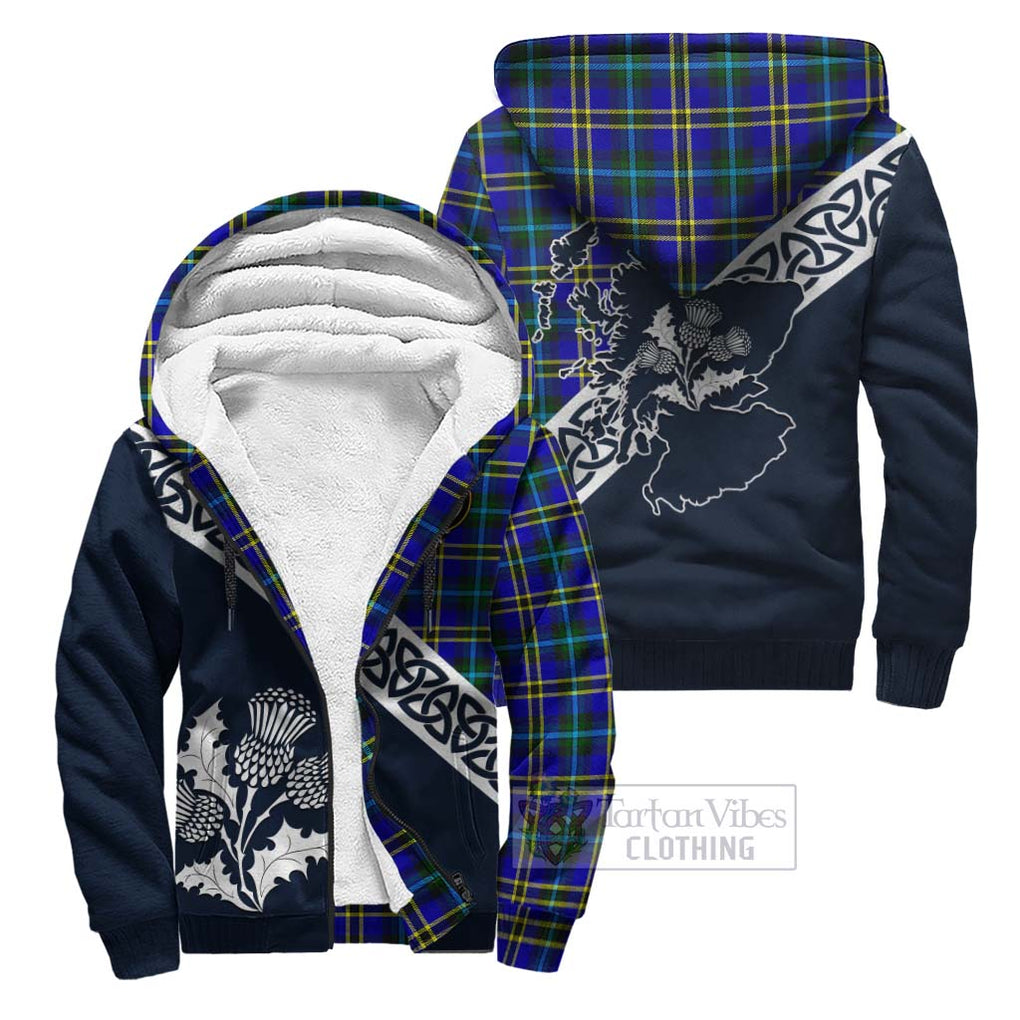 Tartan Vibes Clothing Hope Tartan Sherpa Hoodie Featuring Thistle and Scotland Map