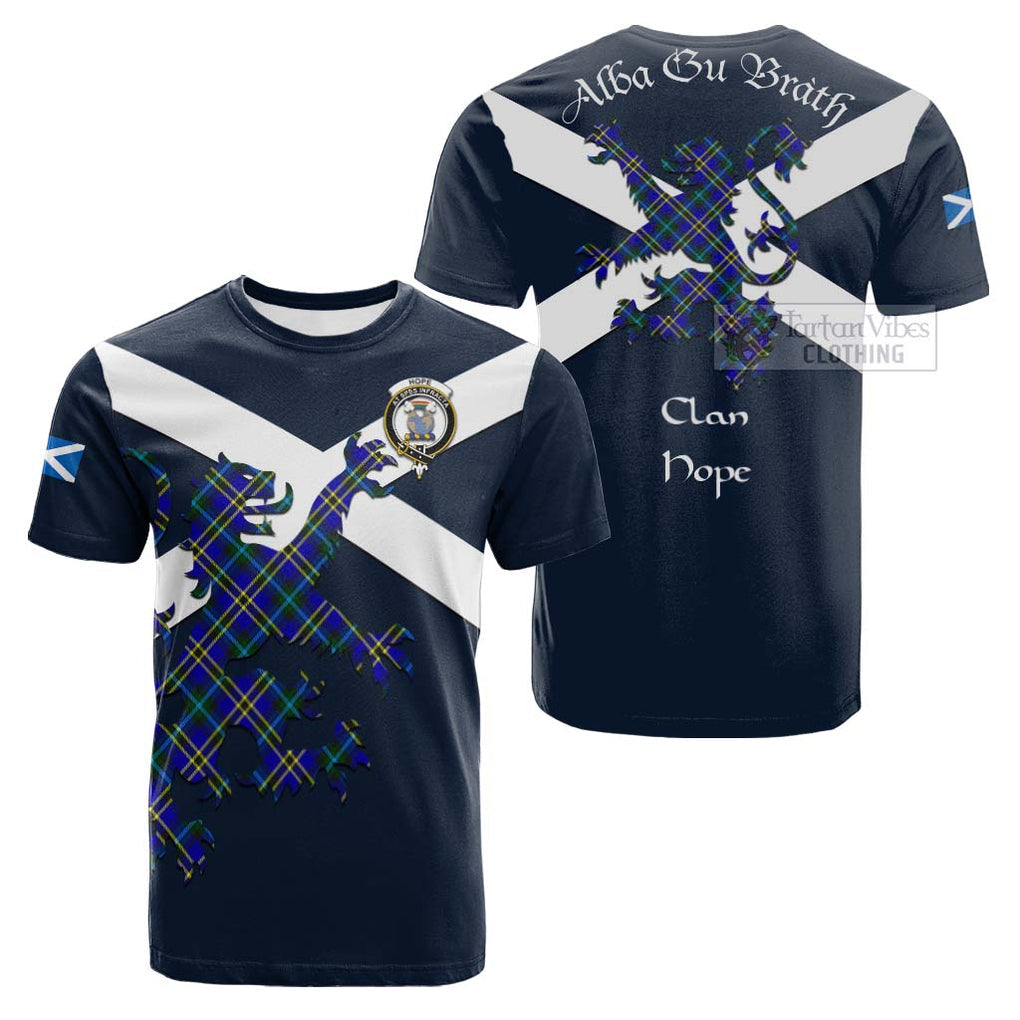 Tartan Vibes Clothing Hope Tartan Lion Rampant Cotton T-shirt – Proudly Display Your Heritage with Alba Gu Brath and Clan Name