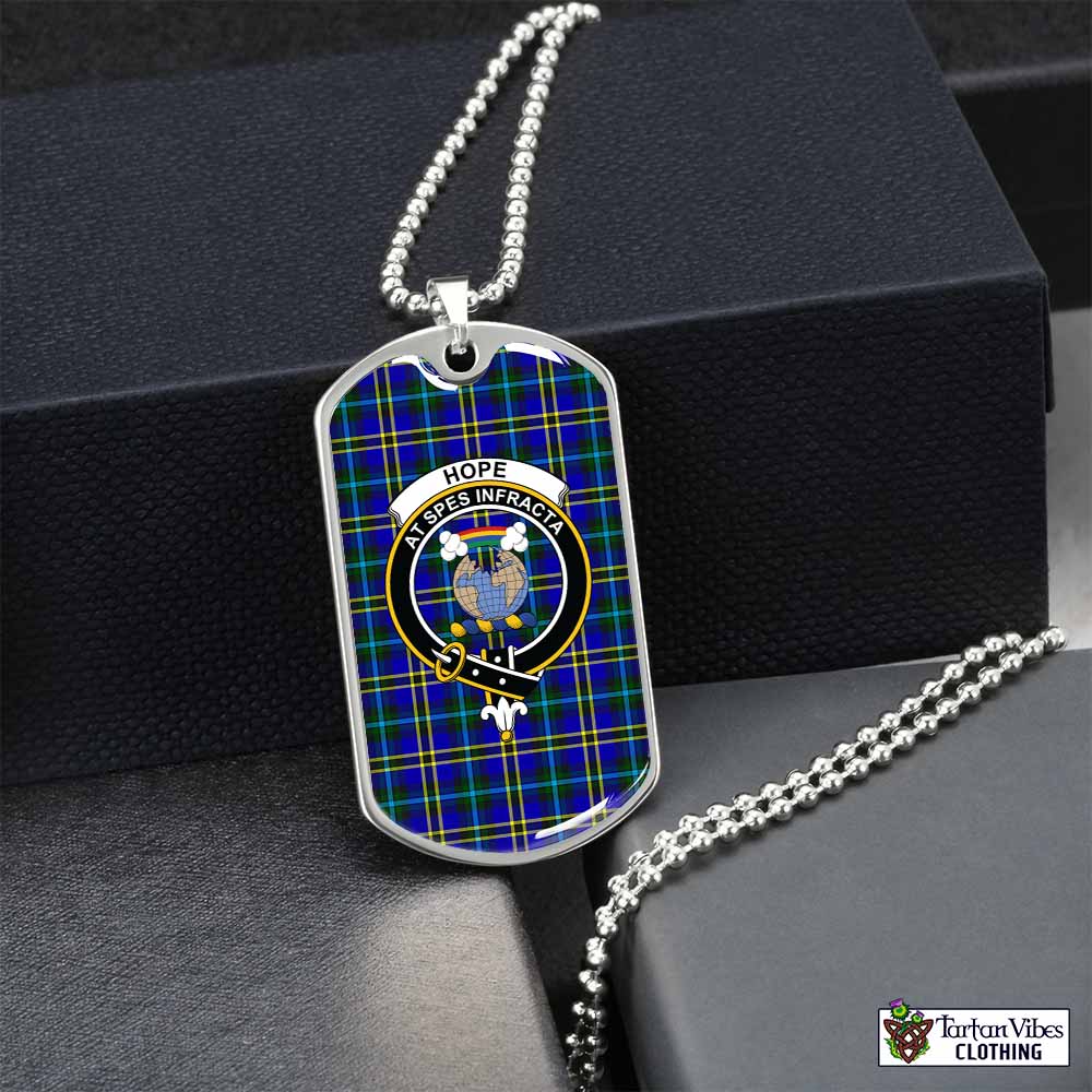 Tartan Vibes Clothing Hope Tartan Dog Tag Necklace with Family Crest