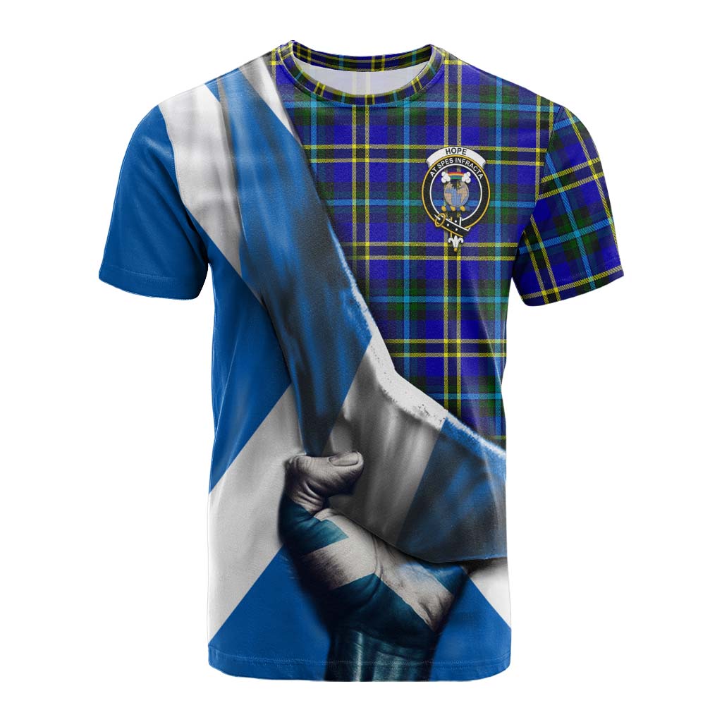 Tartan Vibes Clothing Hope Tartan Cotton T-shirt with Family Crest Scotland Patriotic Style