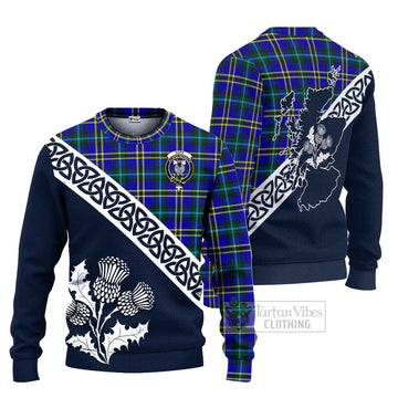 Hope Tartan Ugly Sweater Featuring Thistle and Scotland Map