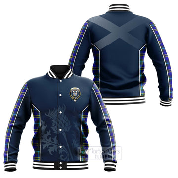 Hope Tartan Baseball Jacket with Family Crest and Scottish Thistle Vibes Sport Style