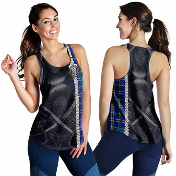 Hope Tartan Women's Racerback Tanks with Family Crest Cross Sword Thistle Celtic Vibes