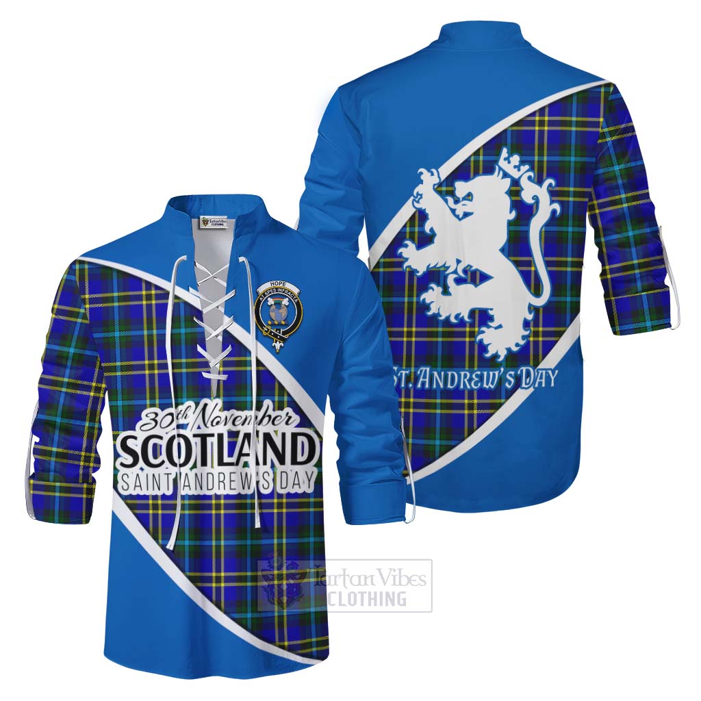 Tartan Vibes Clothing Hope Family Crest Tartan Ghillie Kilt Shirt Celebrate Saint Andrew's Day in Style