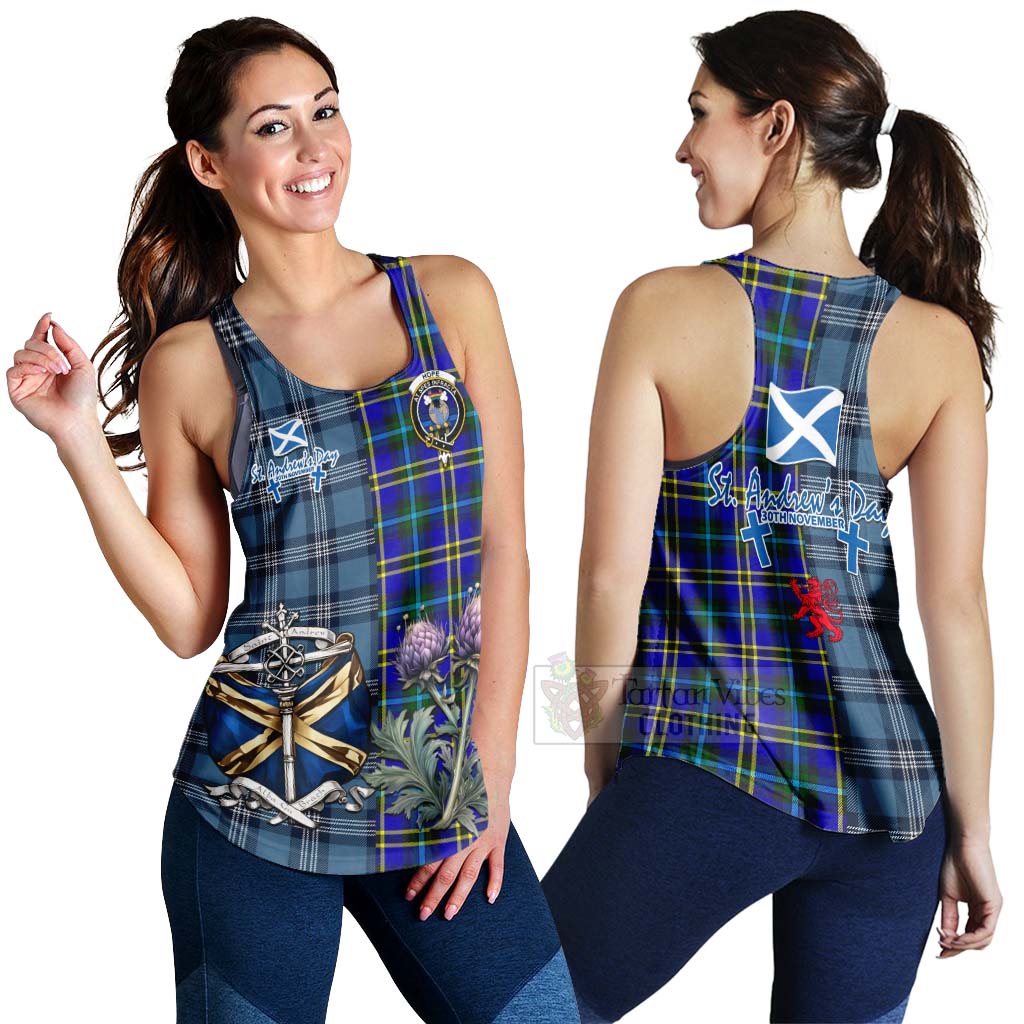 Tartan Vibes Clothing Hope Tartan Women's Racerback Tanks Happy St. Andrew's Day Half Tartan Style