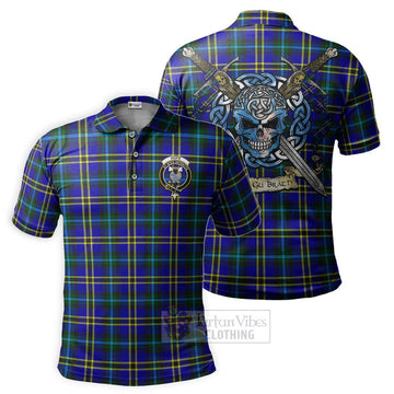 Hope Tartan Polo Shirt with Family Crest Celtic Skull Style