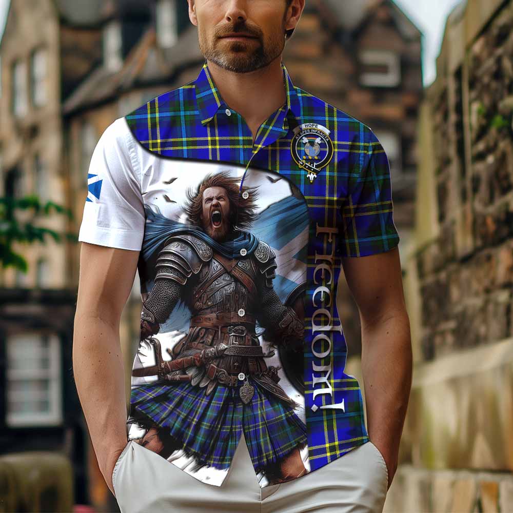 Tartan Vibes Clothing Hope Crest Tartan Short Sleeve Button Shirt Inspired by the Freedom of Scottish Warrior