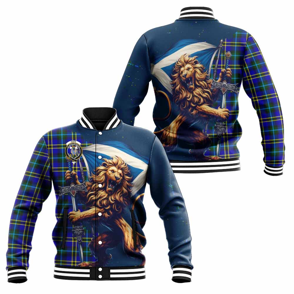 Tartan Vibes Clothing Hope Tartan Family Crest Baseball Jacket with Scottish Majestic Lion