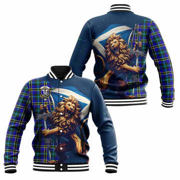 Hope Tartan Family Crest Baseball Jacket with Scottish Majestic Lion