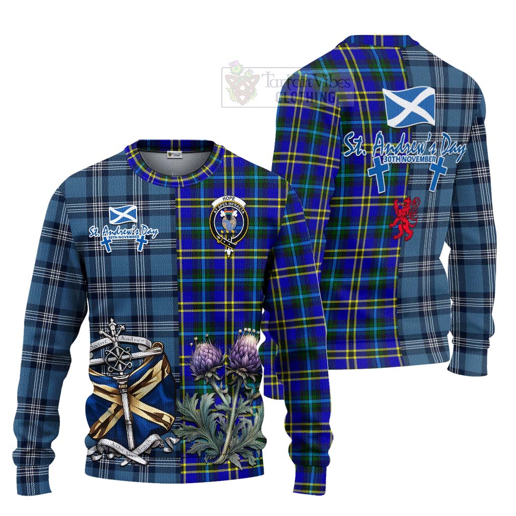 Tartan Vibes Clothing Hope Tartan Knitted Sweater Happy St. Andrew's Day Half Tartan Style