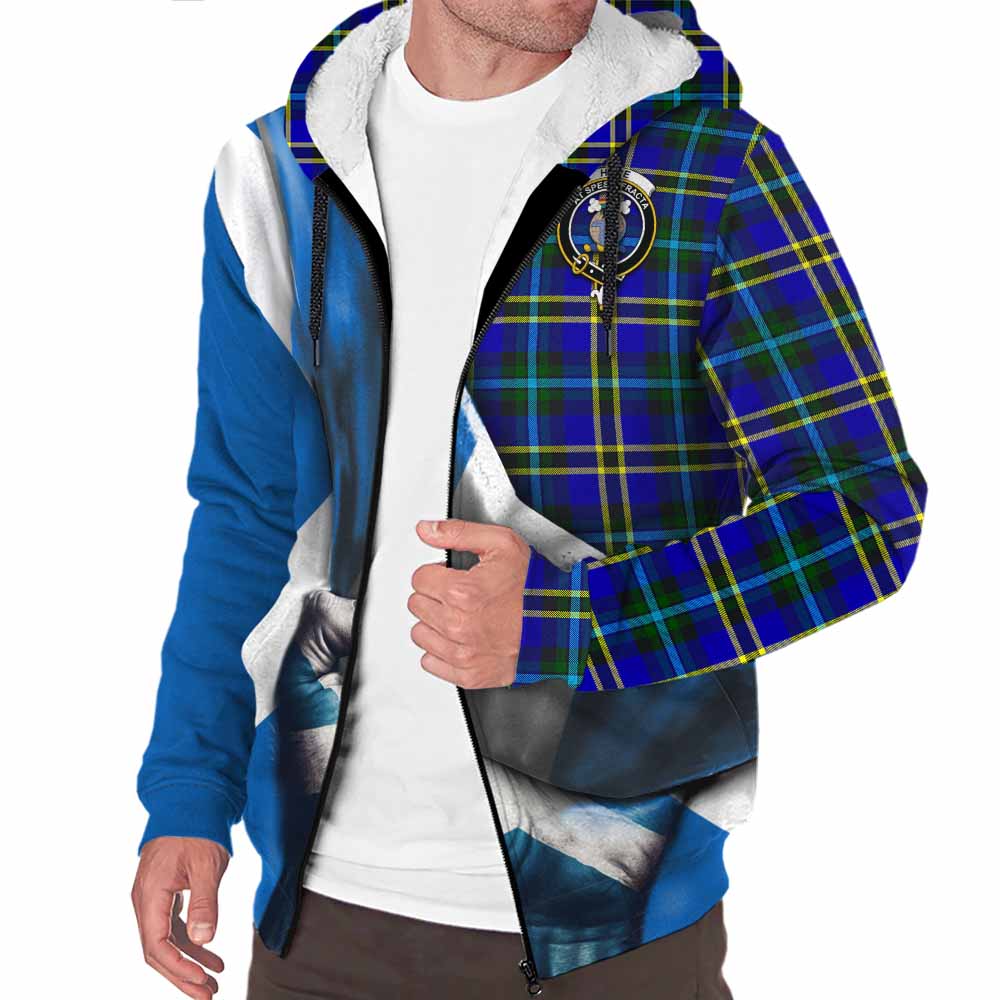 Tartan Vibes Clothing Hope Tartan Sherpa Hoodie with Family Crest Scotland Patriotic Style