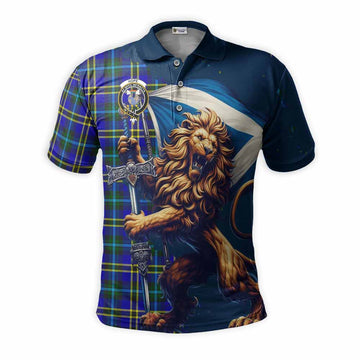 Hope Tartan Family Crest Men's Polo Shirt with Scottish Majestic Lion