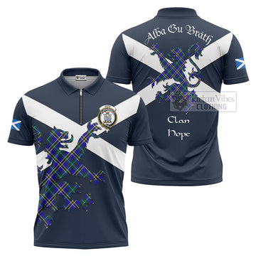 Hope Tartan Lion Rampant Zipper Polo Shirt Proudly Display Your Heritage with Alba Gu Brath and Clan Name