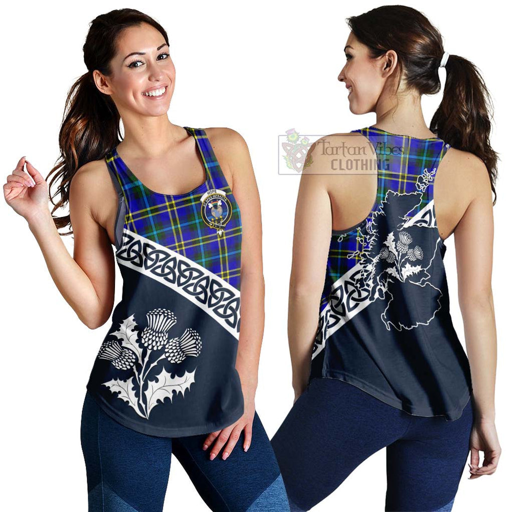 Tartan Vibes Clothing Hope Tartan Women's Racerback Tanks Featuring Thistle and Scotland Map