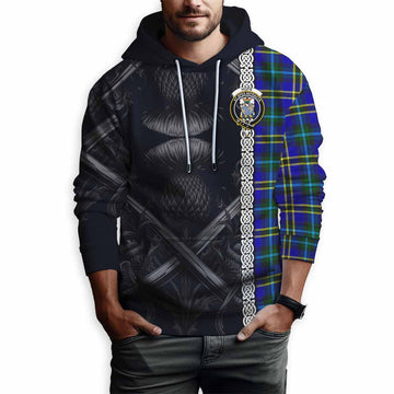 Hope Tartan Hoodie with Family Crest Cross Sword Thistle Celtic Vibes