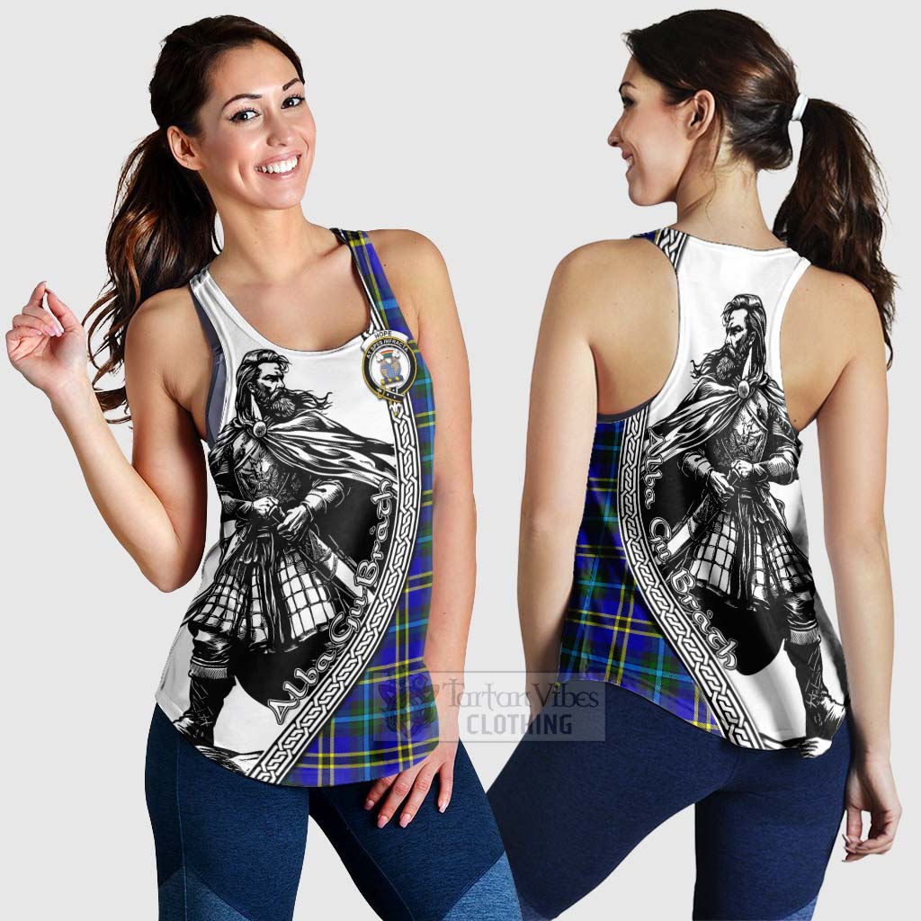 Tartan Vibes Clothing Hope Tartan Clan Crest Women's Racerback Tanks with Highlander Warrior Celtic Style