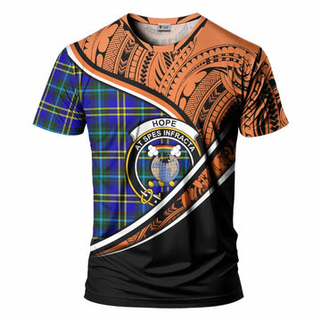 Hope Crest Tartan T-Shirt with Polynesian Vibes Style - Orange Version