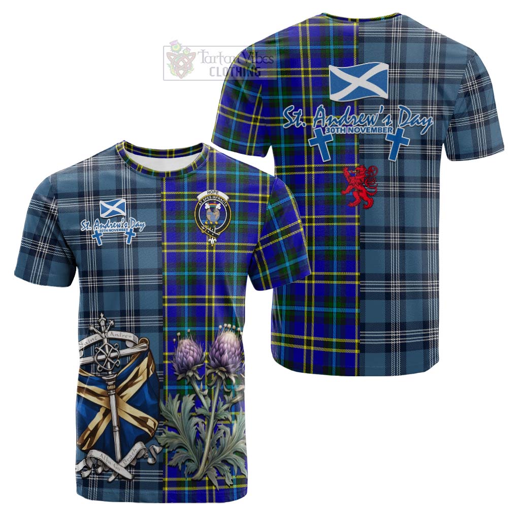 Tartan Vibes Clothing Hope Tartan Cotton T-shirt Happy St. Andrew's Day Half Tartan Style