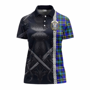 Hope Tartan Women's Polo Shirt with Family Crest Cross Sword Thistle Celtic Vibes