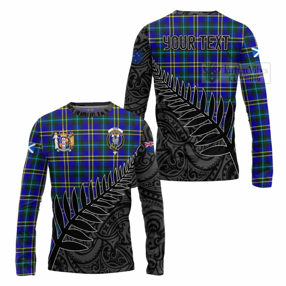 Tartan Vibes Clothing Hope Crest Tartan Long Sleeve T-Shirt with New Zealand Silver Fern Half Style