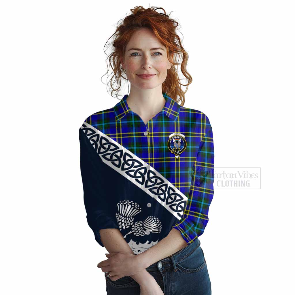 Tartan Vibes Clothing Hope Tartan Women's Casual Shirt Featuring Thistle and Scotland Map