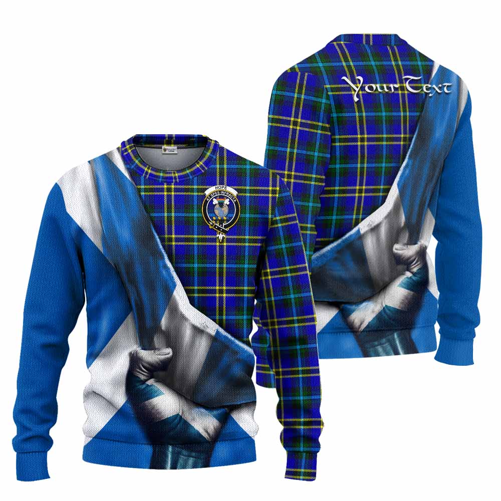 Tartan Vibes Clothing Hope Tartan Knitted Sweater with Family Crest Scotland Patriotic Style