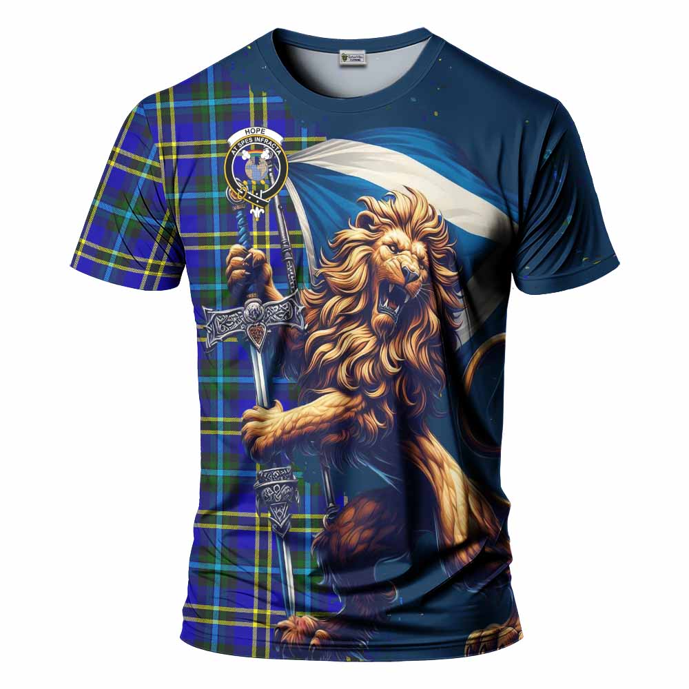 Tartan Vibes Clothing Hope Tartan Family Crest T-Shirt with Scottish Majestic Lion