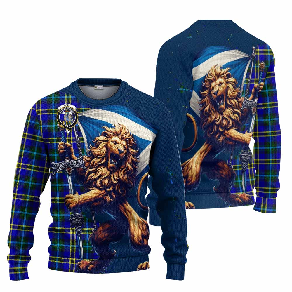 Tartan Vibes Clothing Hope Tartan Family Crest Knitted Sweater with Scottish Majestic Lion