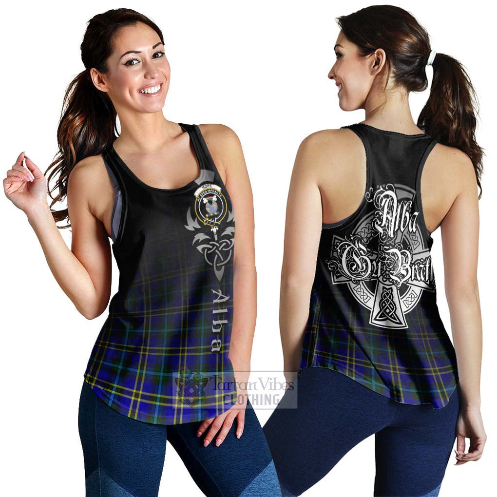 Tartan Vibes Clothing Hope Tartan Women's Racerback Tanks Featuring Alba Gu Brath Family Crest Celtic Inspired