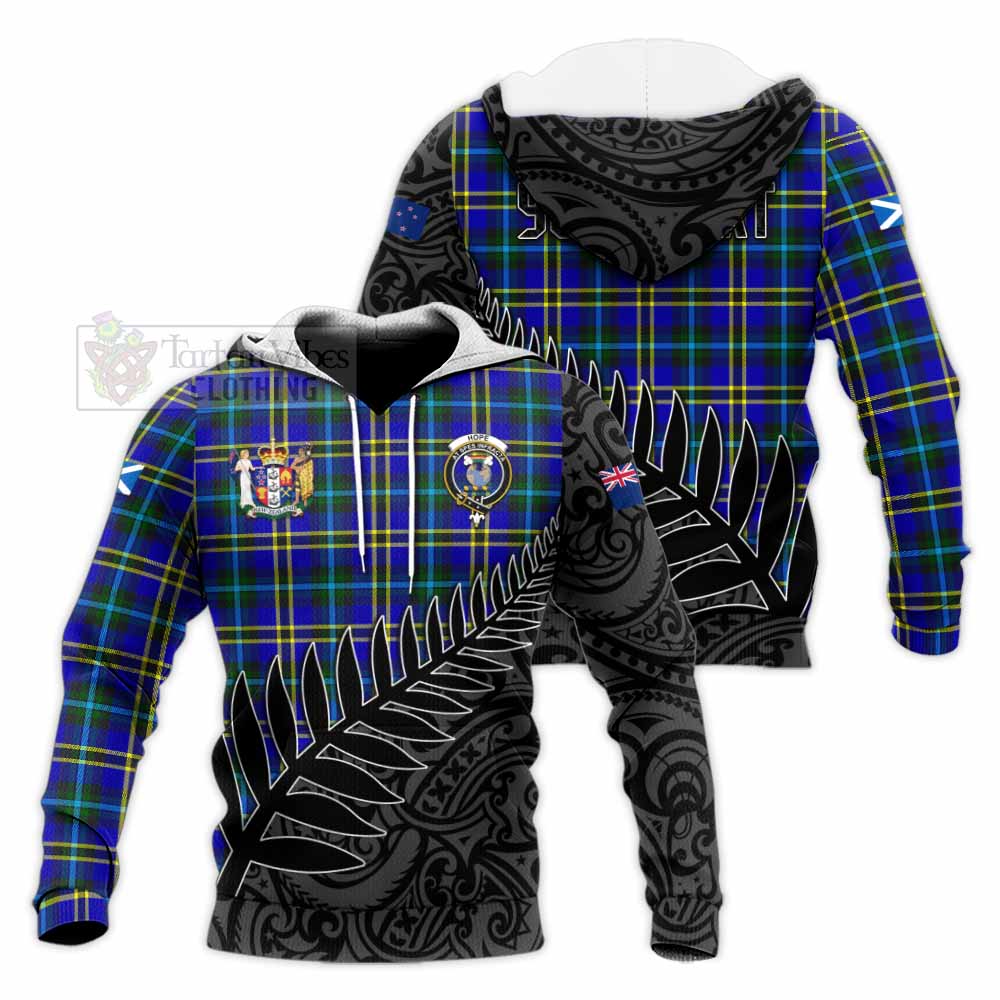 Tartan Vibes Clothing Hope Crest Tartan Knitted Hoodie with New Zealand Silver Fern Half Style