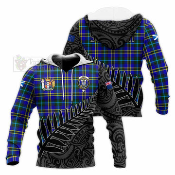 Hope Crest Tartan Knitted Hoodie with New Zealand Silver Fern Half Style