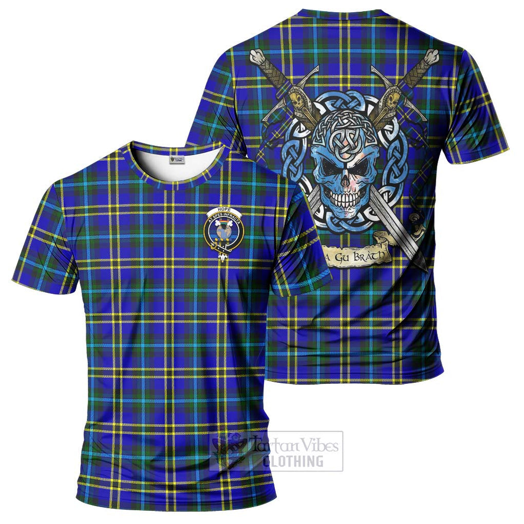 Tartan Vibes Clothing Hope Tartan T-Shirt with Family Crest Celtic Skull Style