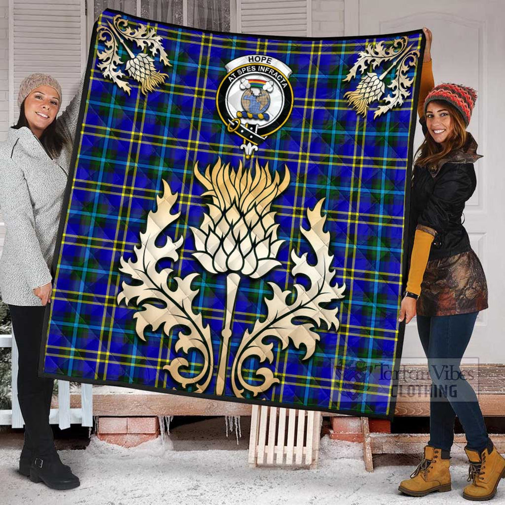 Tartan Vibes Clothing Hope Tartan Quilt with Family Crest and Golden Thistle Style