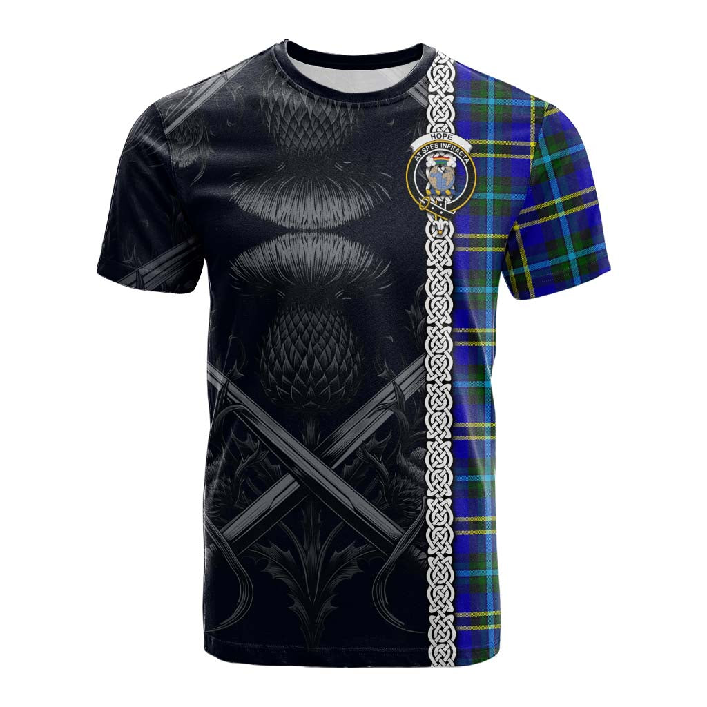 Tartan Vibes Clothing Hope Tartan Cotton T-shirt with Family Crest Cross Sword Thistle Celtic Vibes