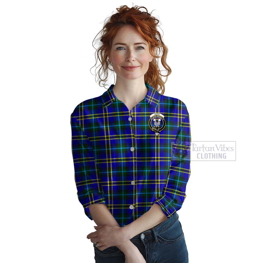 Tartan Vibes Clothing Hope Tartan Women's Casual Shirt with Family Crest Celtic Skull Style