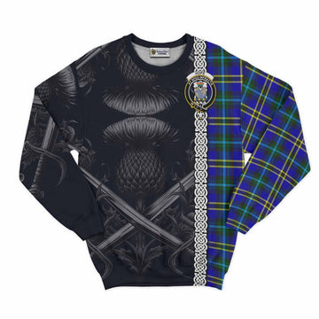 Hope Tartan Sweatshirt with Family Crest Cross Sword Thistle Celtic Vibes