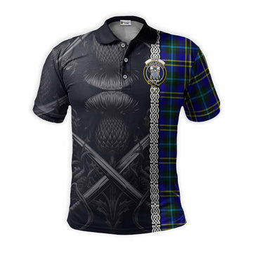 Hope Tartan Polo Shirt with Family Crest Cross Sword Thistle Celtic Vibes