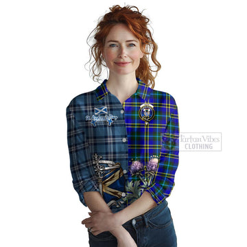 Hope Tartan Women's Casual Shirt Happy St. Andrew's Day Half Tartan Style