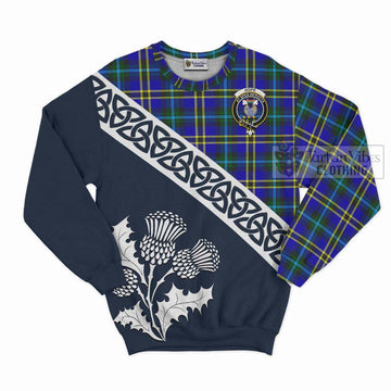 Hope Tartan Sweatshirt Featuring Thistle and Scotland Map