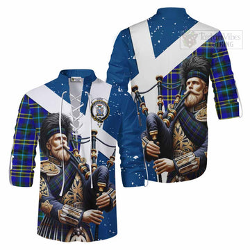 Hope Tartan Ghillie Kilt Shirt with Family Crest Scottish Bagpiper Vibes