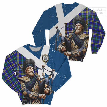 Hope Tartan Sweatshirt with Family Crest Scottish Bagpiper Vibes