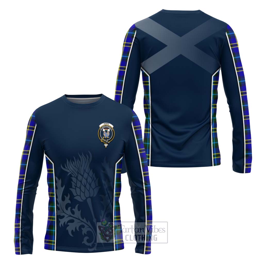 Tartan Vibes Clothing Hope Tartan Long Sleeve T-Shirt with Family Crest and Scottish Thistle Vibes Sport Style