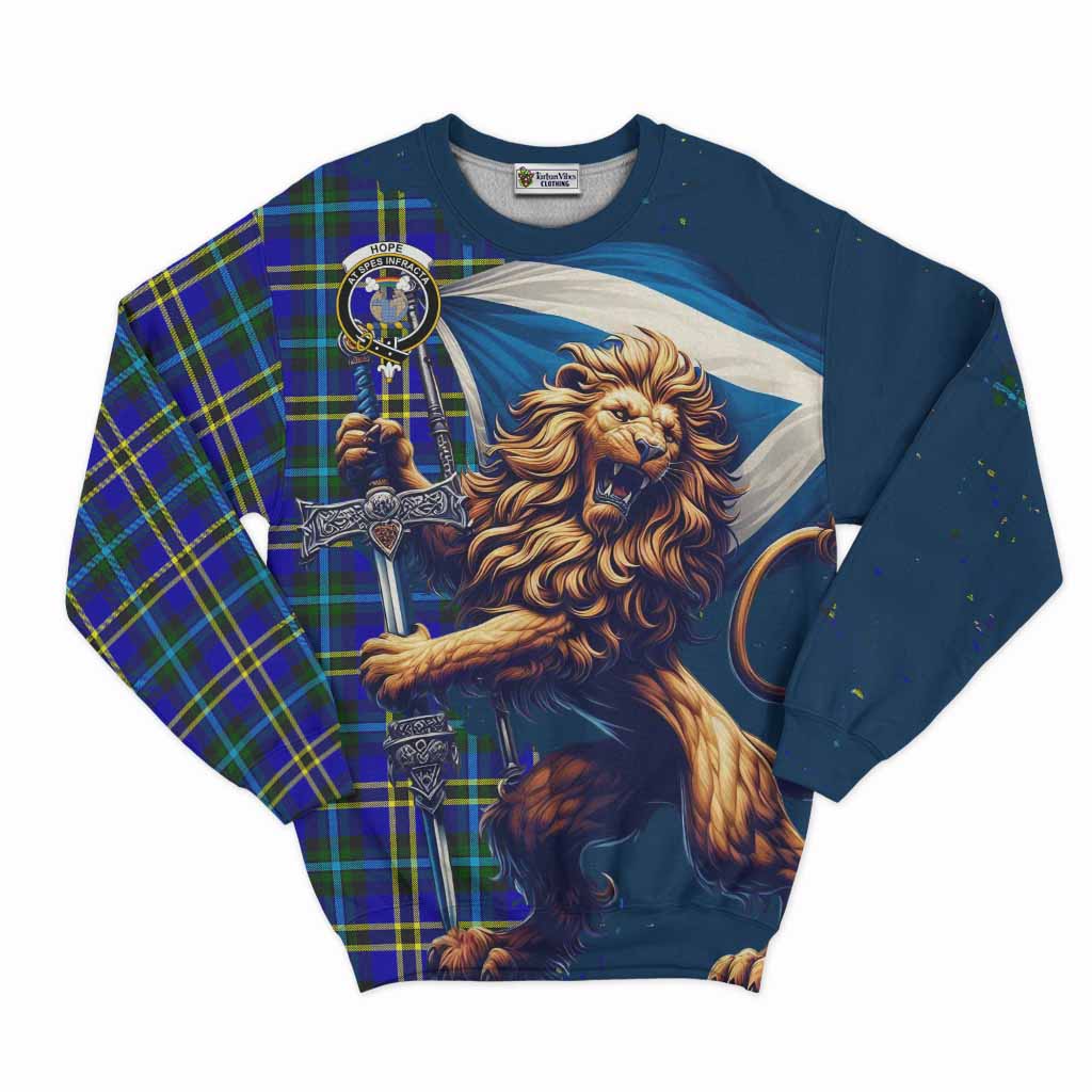 Tartan Vibes Clothing Hope Tartan Family Crest Sweatshirt with Scottish Majestic Lion