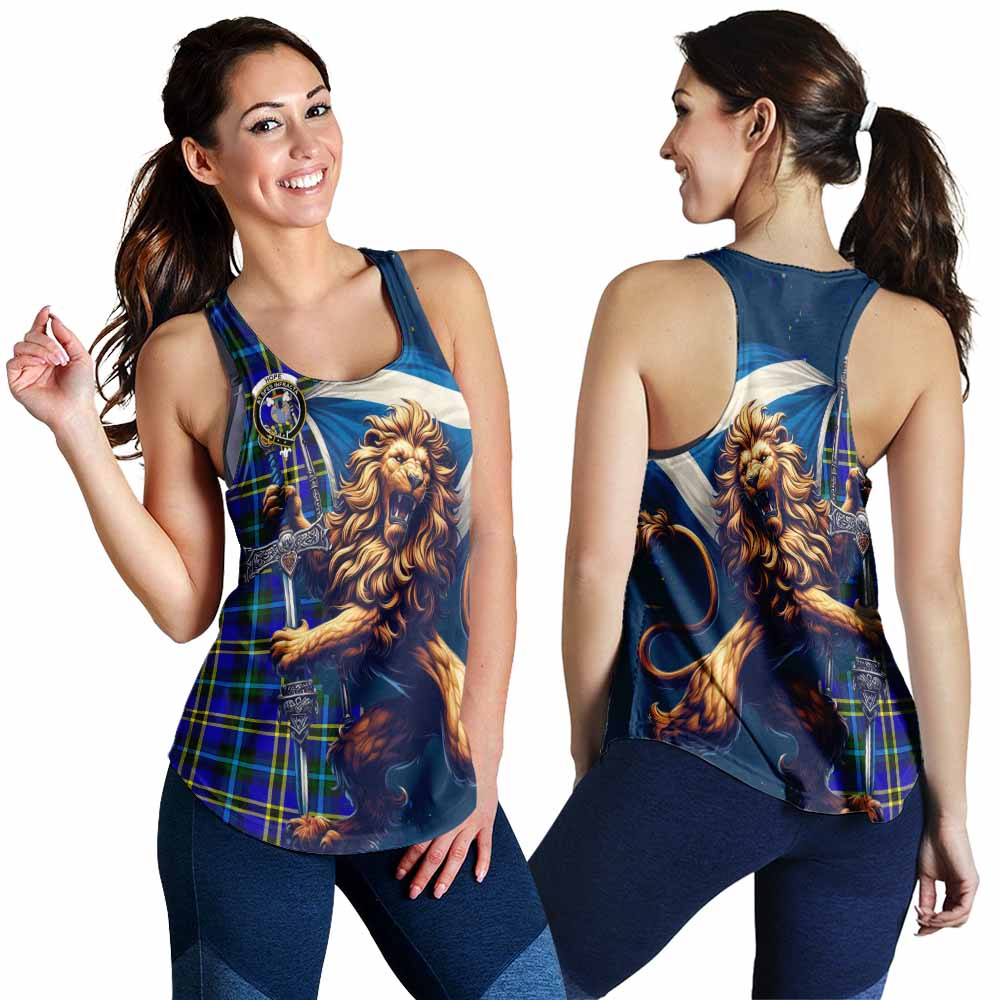 Tartan Vibes Clothing Hope Tartan Family Crest Women's Racerback Tanks with Scottish Majestic Lion