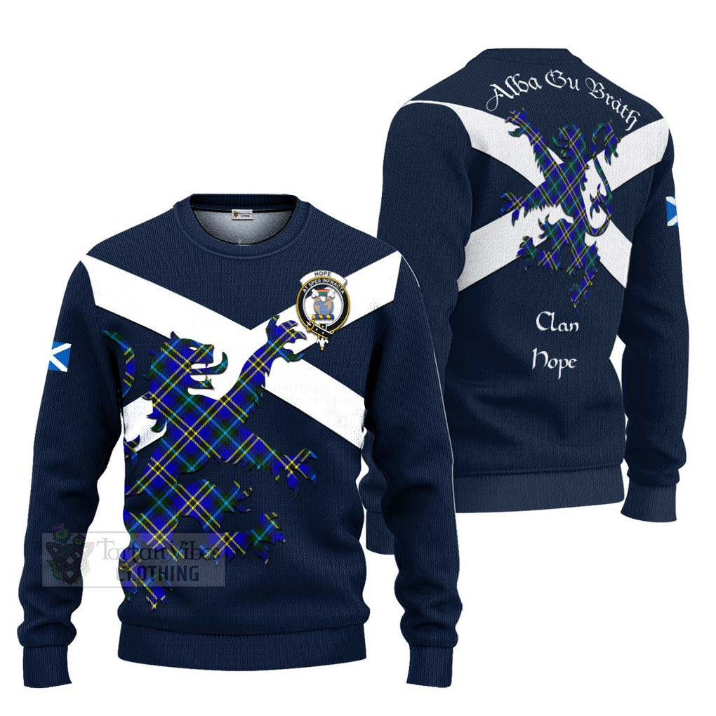 Tartan Vibes Clothing Hope Tartan Lion Rampant Knitted Sweater – Proudly Display Your Heritage with Alba Gu Brath and Clan Name