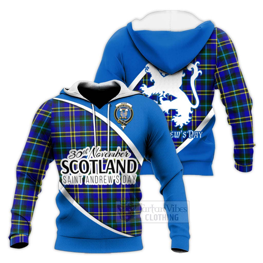 Tartan Vibes Clothing Hope Family Crest Tartan Knitted Hoodie Celebrate Saint Andrew's Day in Style